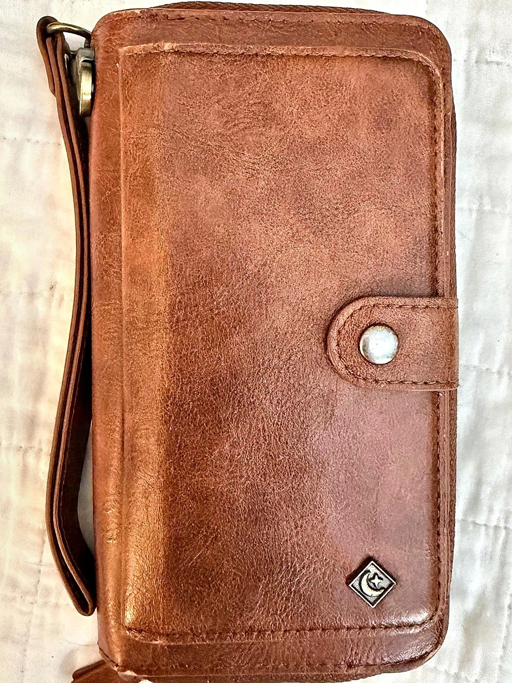 Pola Large Brown Zip Around Wallet Wristlet Organizer